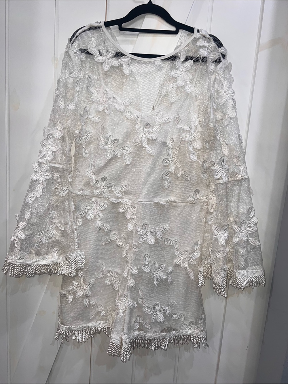 Boston Proper White Floral Lace Embroidered Romper Jumpsuit
